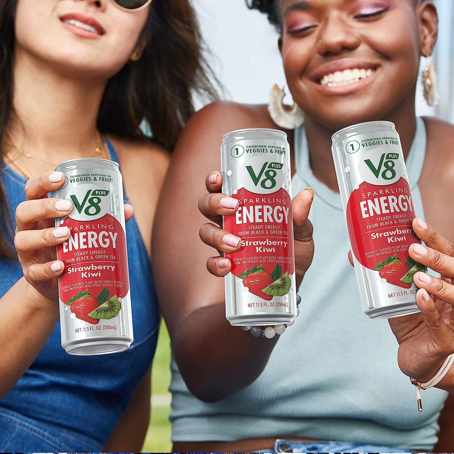 V8 +SPARKLING ENERGY Strawberry Kiwi Energy Drink， Made With Real Vegetable And Fruit Juices， 11.5 FL OZ Can (Pack Of 12) - Image 3